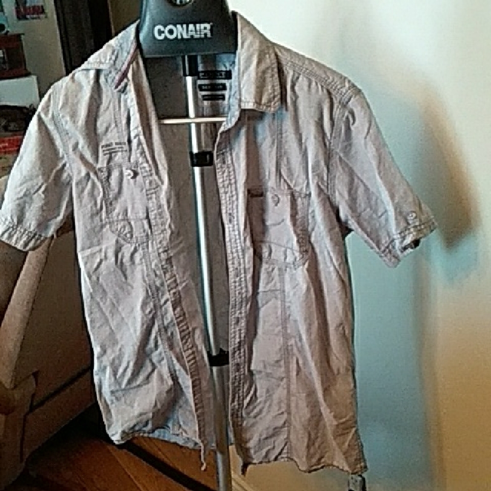 10/$10  Point Zero Denim Gray Button-Up Shirt S